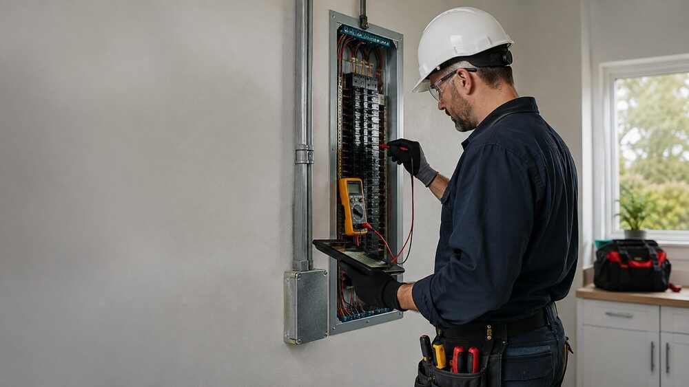 Electrical field service team using The AC People operations platform