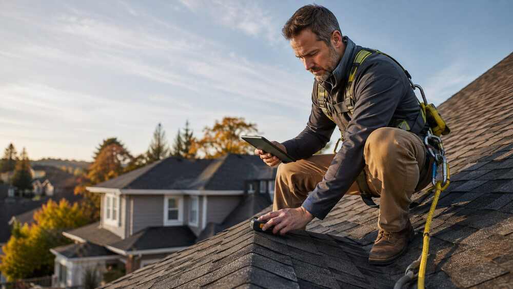Roofing field service team using The AC People operations platform